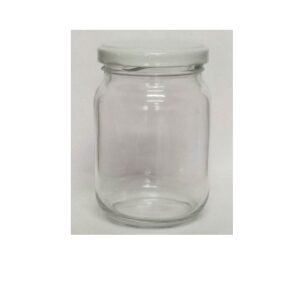 POTE DE VIDRO COM TAMPA DE METAL 240 ML